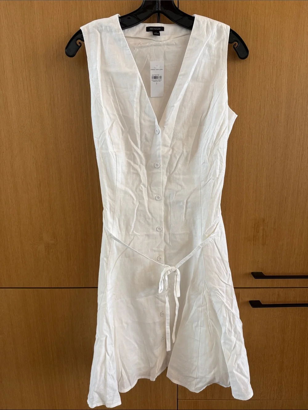 Ann Taylor Linen Blend Flare Dress In White Color Womens size 2 NWT - Picture 3 of 9